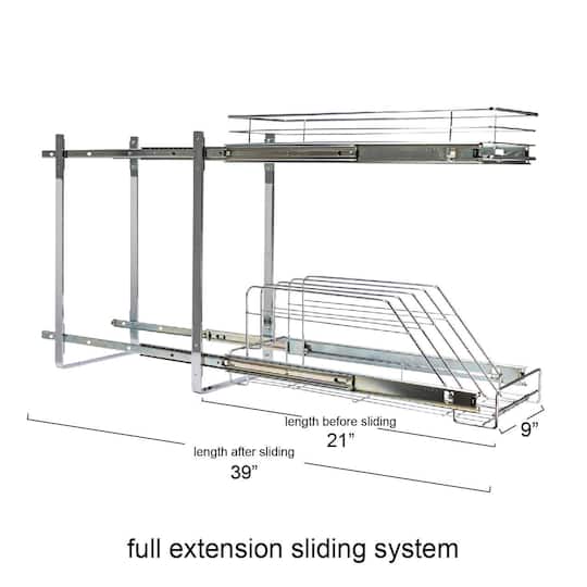 Household Essentials Glidez Chrome-Plated Steel 2-Tier Dual-Sliding Storage Organizer